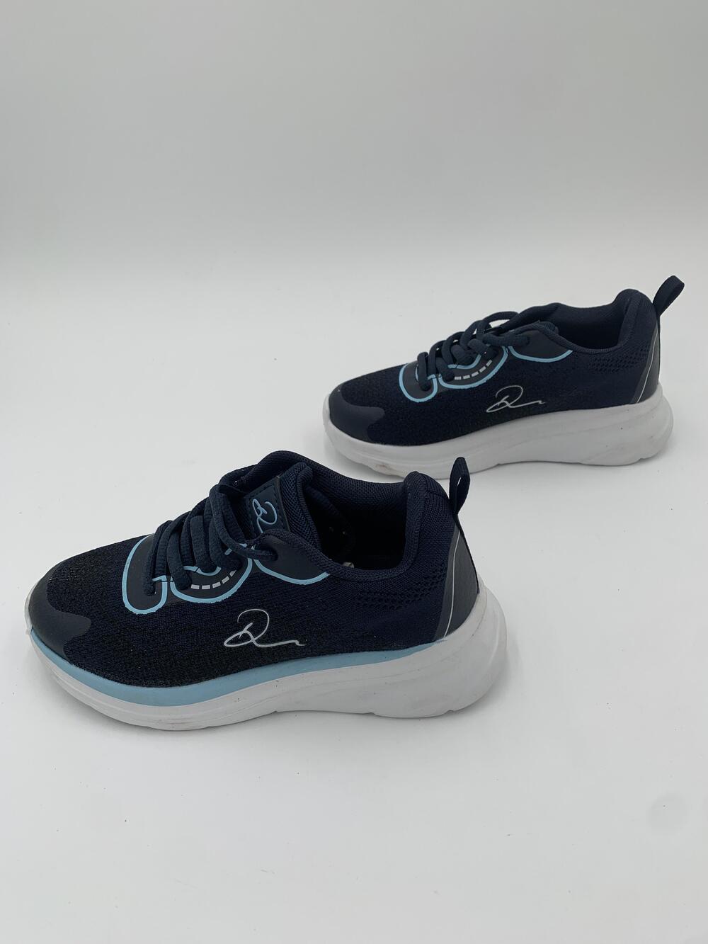 Athletic Shoes Kids Size 2 Navy Blue Mesh Lace Up Lightweight Sneaker DG3194